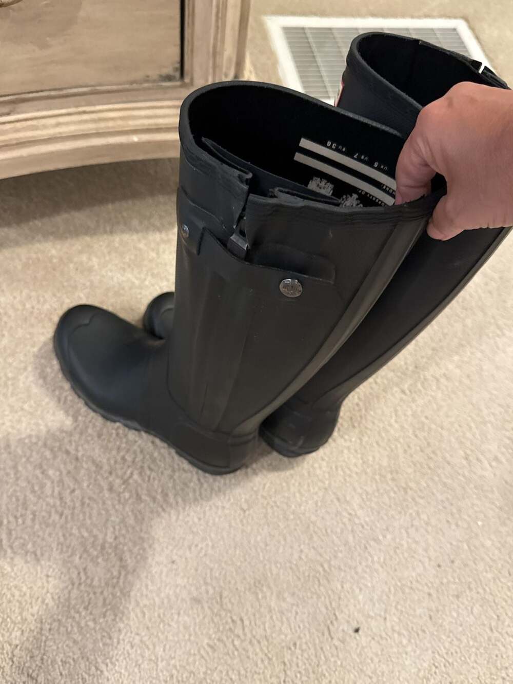 Hunter Original Tall Matte Black Rain Boots US 7 UK 5 - Picture 6 of 8